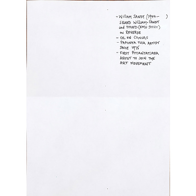 William Sandy (1944-) Emu Story 1998, Acrylic on Canvas