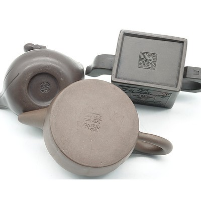 Three Chinese Yixing Teapots