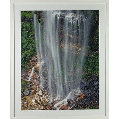 Large Framed Photograph of a Waterfall