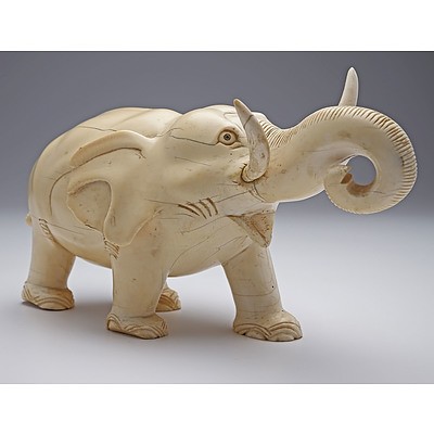 Large Chinese Carved Ivory Model of an Elephant, Early 20th Century