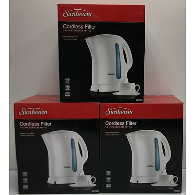 Three Sunbeam 1.8 Litre Cordless Kettles