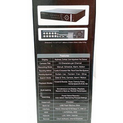 High Technology H.264 Four Channel Digital Video Recorder- New