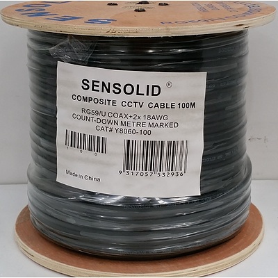 Sensolid RG59/U Composite Coxial CCTV Cable 75 Ohm - 100 Meters