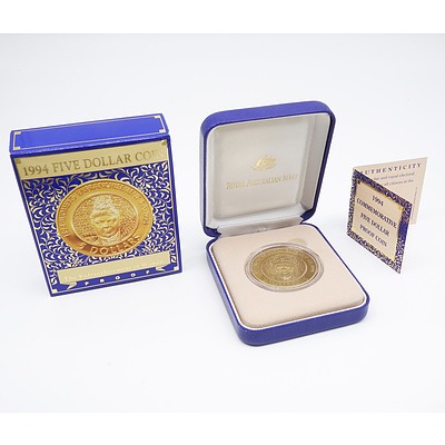 1994 Enfranchisement of Woman $5.00 Silver Proof Coin