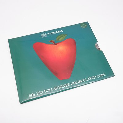 1991 Tasmanian Ten Dollar Silver Proof Coin - Uncirculated