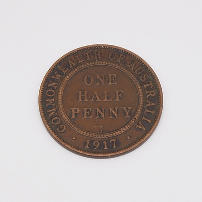 1917 Australian One Half Penny - Calcutta Mint