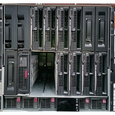 HP BladeSystem c7000 Enclosure w/ Eight HP ProLiant Blade Servers