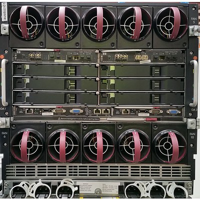 HP BladeSystem c7000 Enclosure w/ Eight HP ProLiant Blade Servers