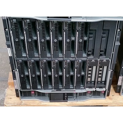 HP BladeSystem c7000 Enclosure w/ 12 x HP ProLiant Blade Servers