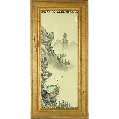 Chinese Landscape Painting, Ink and Colour on Silk