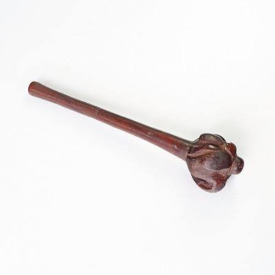 Antique Fijian Hardwood Rootstock Throwing Club, Ula, 19th Century