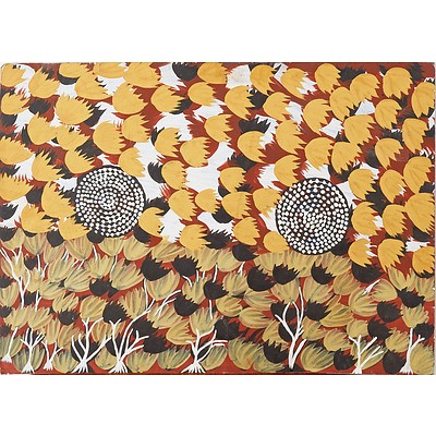 Billy Stockman Tjapaltjarri (Anmatyerr c.1927-) Sweet Potato Dreaming c.1979, Acrylic on Artist's Board