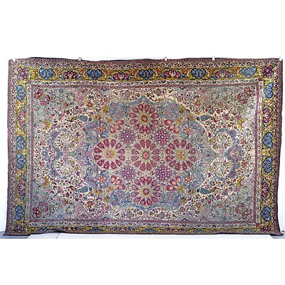 Magnificent Large Antique Persian Lavar-Kerman 'Garden of Paradise' Hand Knotted Wool Pile Carpet with Central Arabesques Circa 1900