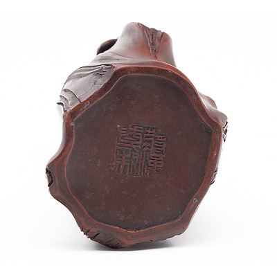 Chinese Yixing Pottery Trunk and Bird Form Vase, 20th Century