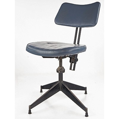 1950s Bendix Adjustable Steel and Vinyl Upholstered Swivel Desk Chair, Probably Designed by Grant Featherton
