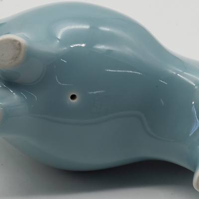 Celadon Glaze Ceramic Bull and Brown Glaze Ceramic Cow