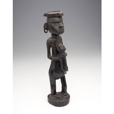 Massim People, Carved Ebony Maternity Figure, Trobriand Islands PNG Early to Mid 20th Century