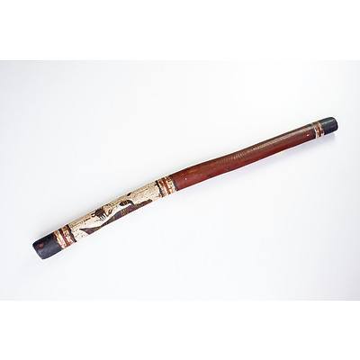 Aboriginal Artist Unknown, Didgeridoo, Painted Decoration of Dugong and Other Marine Life, 3rd Quarter 20th Century