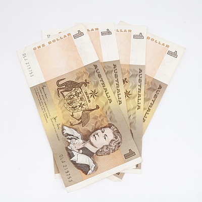 Four 1982 Australia One Dollar Banknotes Johnston/Stone