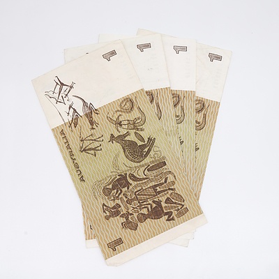 Four 1982 Australia One Dollar Banknotes Johnston/Stone