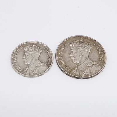 1934 New Zealand Six Pence and 1934 New Zealand One Shilling