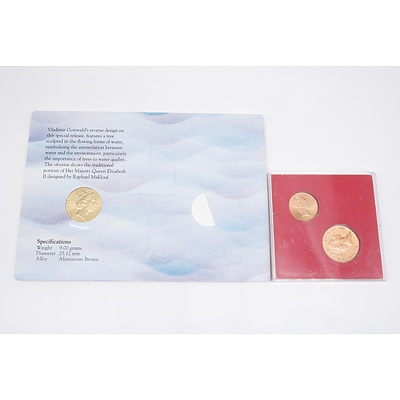 1993 Water is Life One Dollar Coin and 1966 Farewell to Australia 1c & 2c Coins