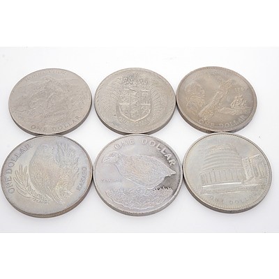 1982, 1986, 1978, 1969, 1972, 1970 New Zealand One Dollar Coins