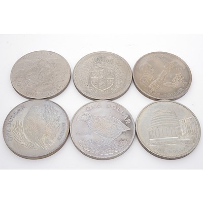 1982, 1986, 1978, 1969, 1972, 1970 New Zealand One Dollar Coins