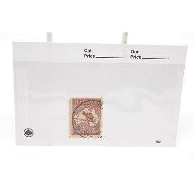 Maroon Kangaroo Two Shillings Stamp
