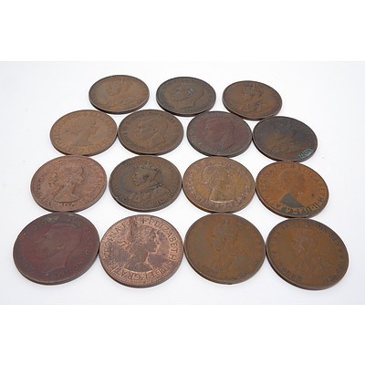 Fifteen Australian Pennies 1916-1964