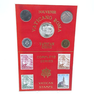 Set of Vatican Souvenir Coins and Stamps
