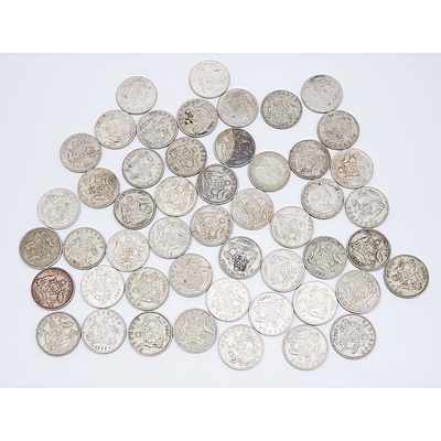 50x Australian Six Pence Coins 1951-1962