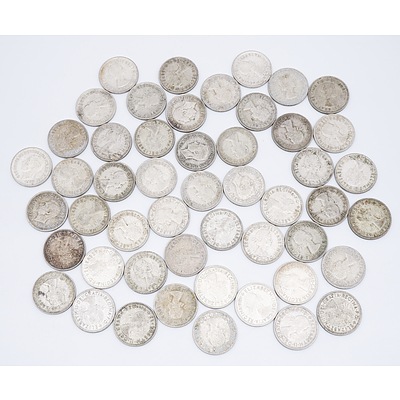 50x Australian Six Pence Coins 1951-1962