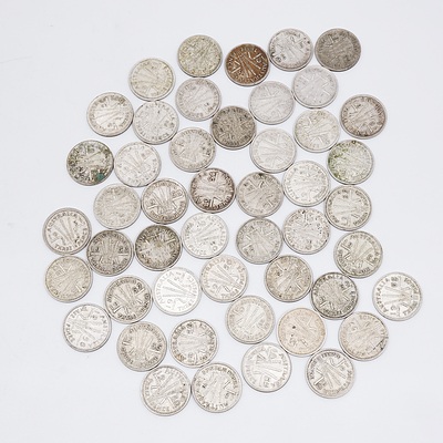 46x Australian Three Pence Coins 1950-1959