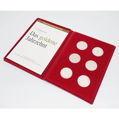 Six Famous Austrian Sport Stars Coin Set By World Renown Austrian Painter and Sculptor Prof. Ernst Fuchs