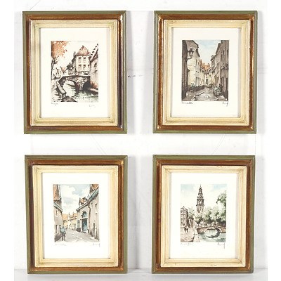 Four European Scene Colour Engravings