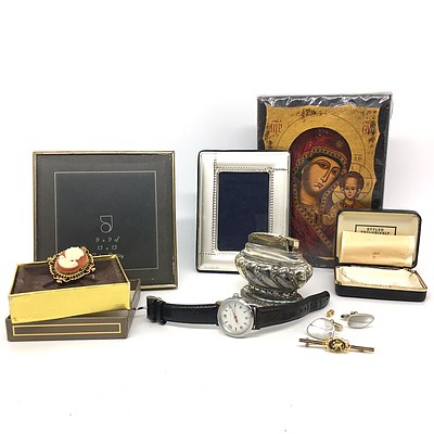 Large Group of Costume Jewellery, Frames and More, Including Table Lighter