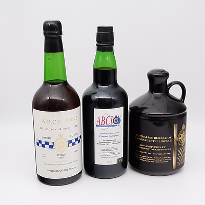 Three Bottles of Australian Bureau of Criminal Intelligence Port 750ml
