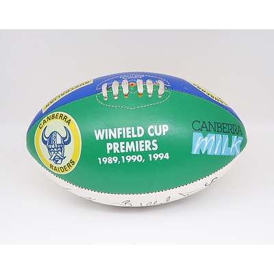 Canberra Raiders Winfield Cup Premiers 1989, 1990 and 1994 Facsimile Signed Football