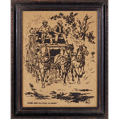 Offset Print of a French Street, Cobb and Co. Five in Hand Print on Cork, Chiyo-Yoko Photo Supplies Offset Print, Lithograph of the Champs Elysees