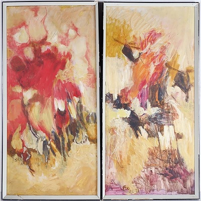 Hong Tatt Foo (Malaysian b. Penang 1940-) War-Diptych, Oil on Board