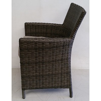 'Vue Madrid' Nine Piece Outdoor Bistro Table and Chairs Setting - As New