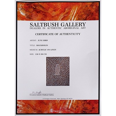 June Bird Ngale (Working c1988-) Rockholes Oil on Canvas