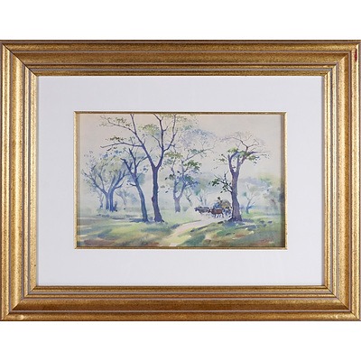 Mya Thaung  (Burmese 1943-) Farmers Road 1990, Watercolour