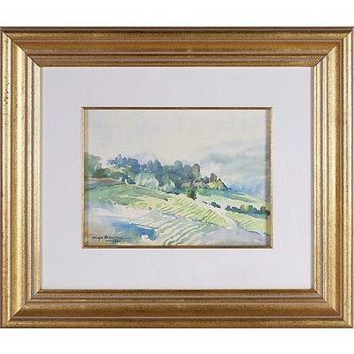 Mya Thaung  (Burmese 1943-) Winter Hills 1990, Watercolour