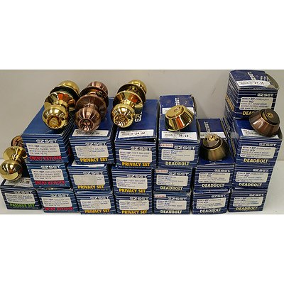 Selection of Various EZSet Deadbolts, Privacy Set Passage Sets and Keyock Entry Sets - Lot of 27 - New