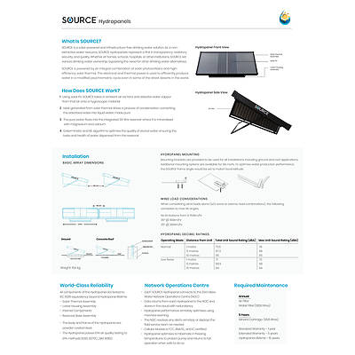 Make pure water from air with two Source Hydropanels - Valued at $7,700