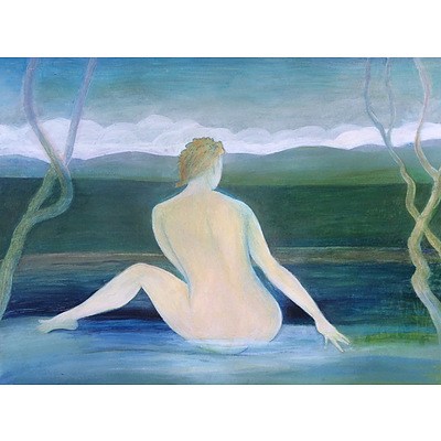 Painting: Bather at Merrijig Rockpool by Stephen Cherubin