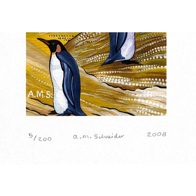 Set of 3 limited edition penguin prints by Annette Schneider