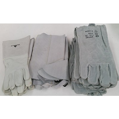 Leather Welding Jacket, Boot Covers and Gloves - Lot of 16 - New